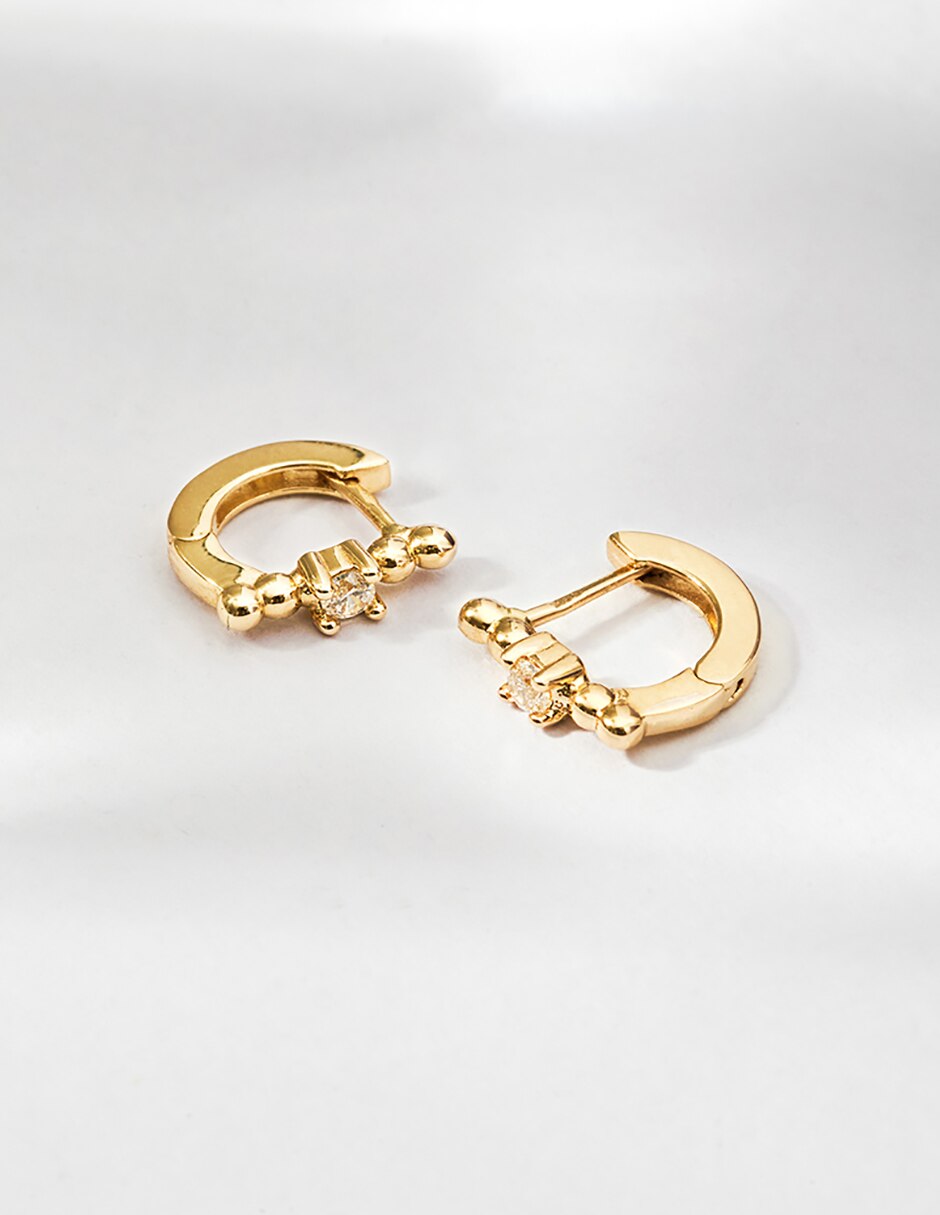Aretes de aro de oro amarillo 14 K con acabado brillante 2