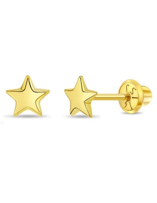 Broqueles de estrella In Season Jewelry de oro amarillo con acabado brillante