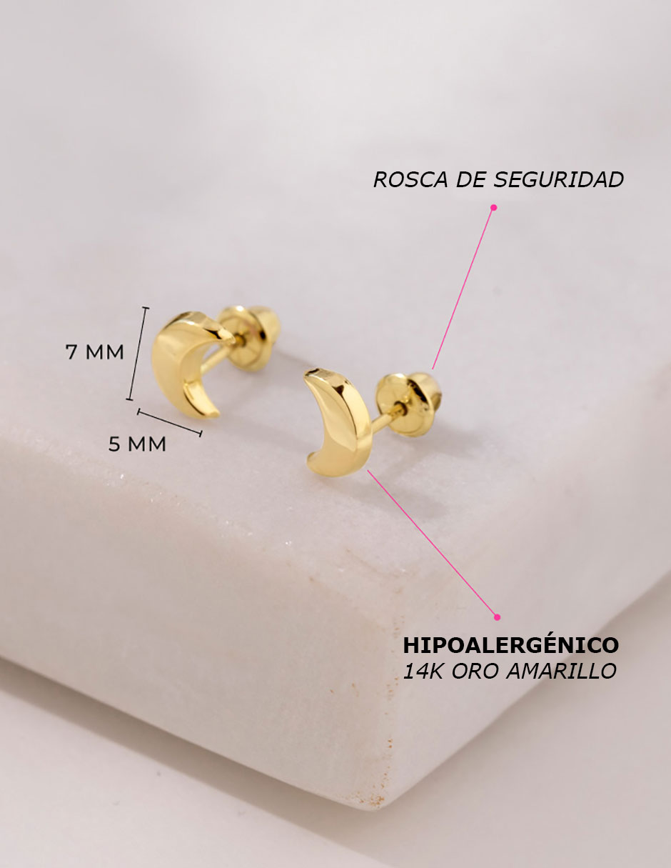 Broqueles de media luna de oro amarillo con acabado brillante Broqueles de media luna de oro amarillo con acabado brillante