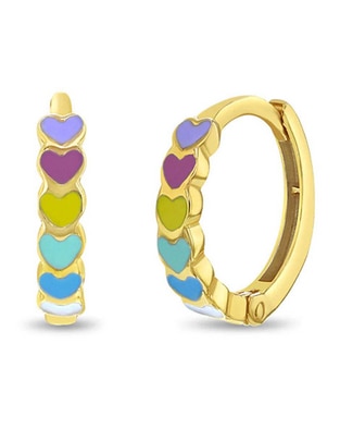 Aretes de aro de corazón In Season Jewelry de oro amarillo con acabado brillante