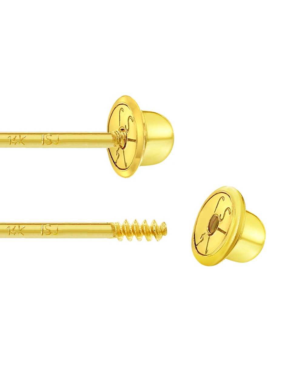 Broqueles de corona de oro amarillo con acabado brillante zirconia cúbica Broqueles de corona de oro amarillo con acabado brillante zirconia cúbica