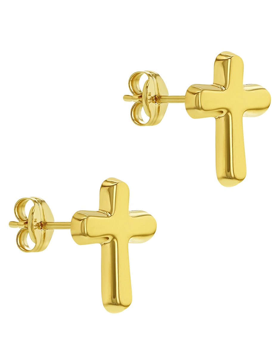 Broqueles de cruz de oro amarillo con acabado brillante Broqueles de cruz de oro amarillo con acabado brillante
