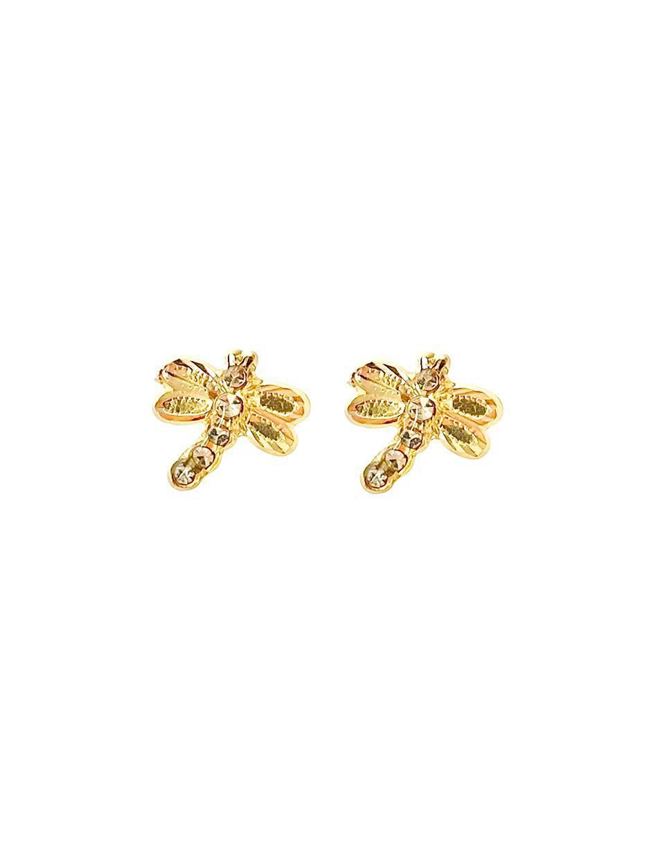 Broqueles de libélula Mancini de oro con acabado brillante zirconia