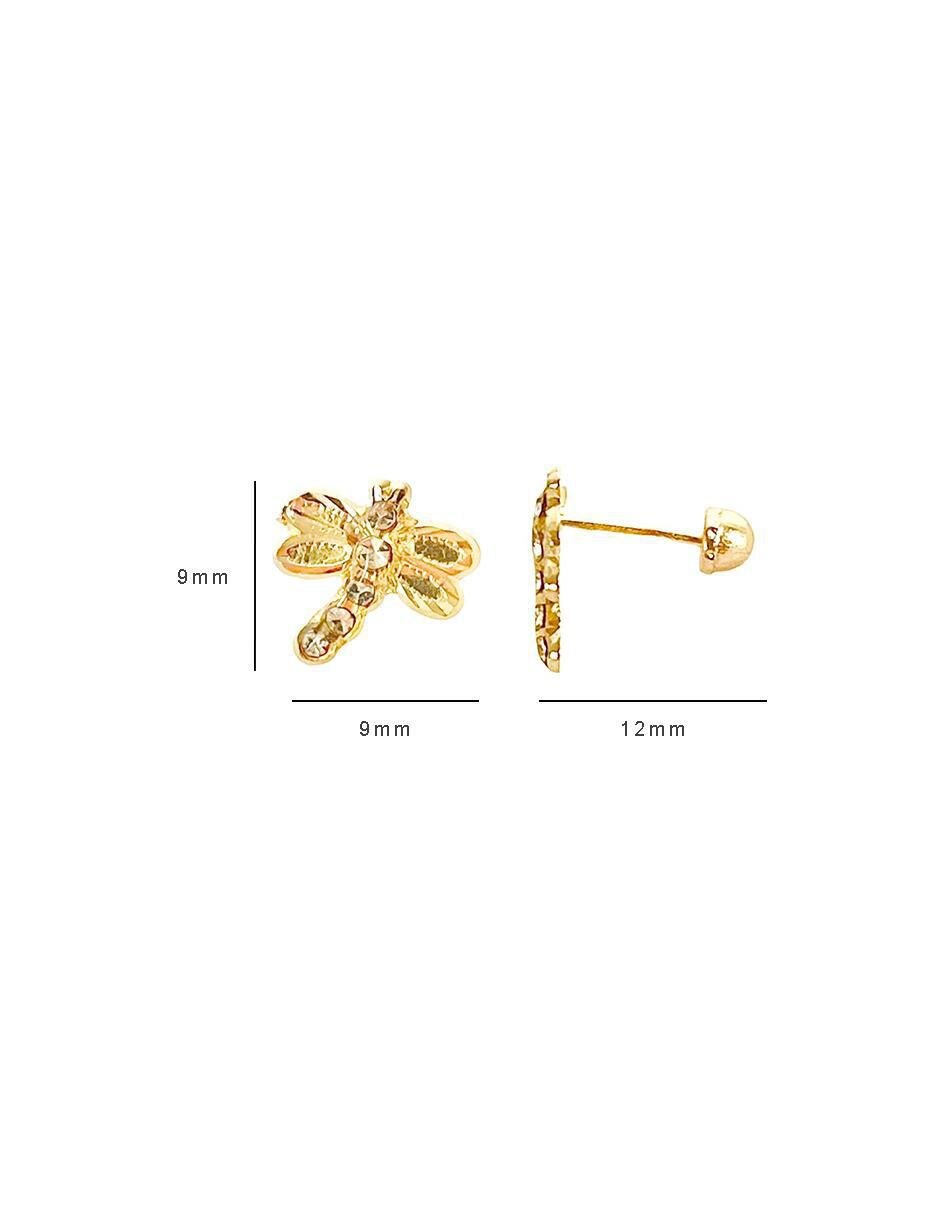 Broqueles de libélula Mancini de oro con acabado brillante zirconia