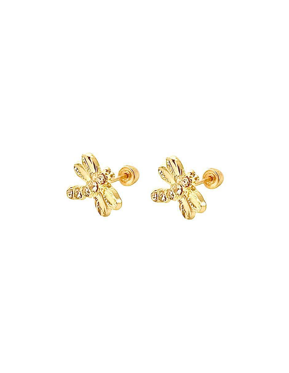 Broqueles de libélula Mancini de oro con acabado brillante zirconia
