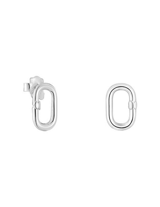 Aretes de aro ovalados Hold Oval de plata P 925 con acabado brillante
