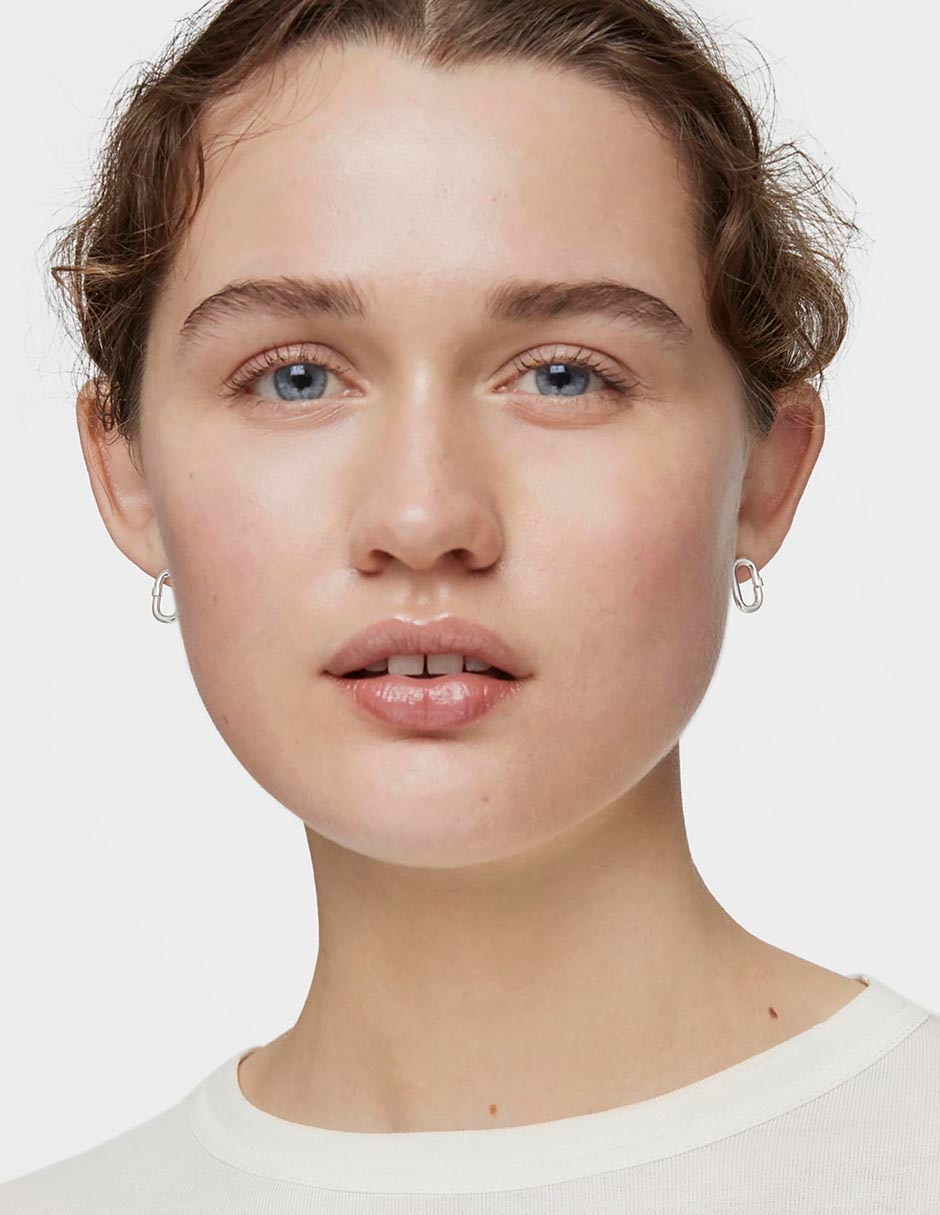 Aretes de aro ovalados Hold Oval de plata P 925 con acabado brillante 3