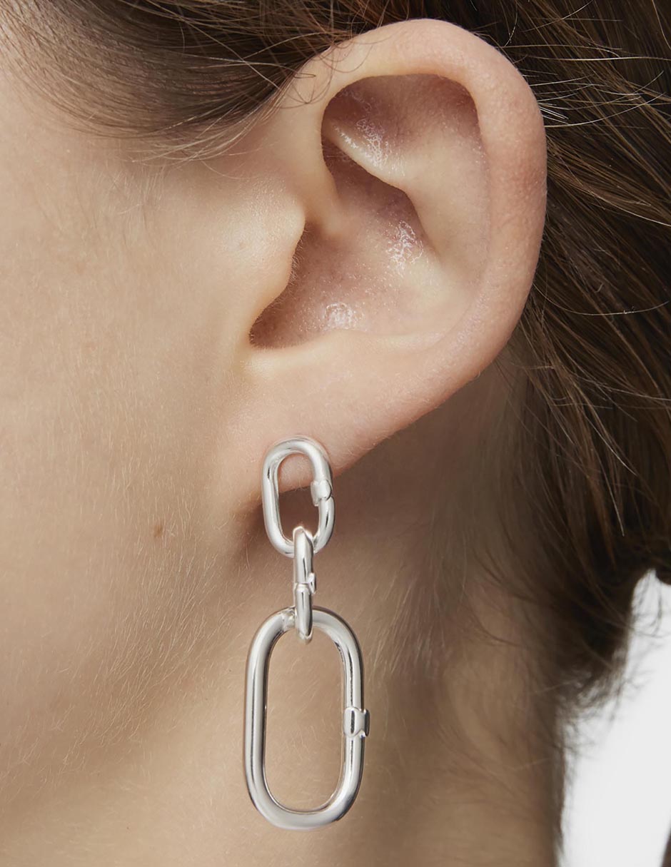 Aretes de aro ovalados Hold Oval de plata P 925 con acabado brillante 7