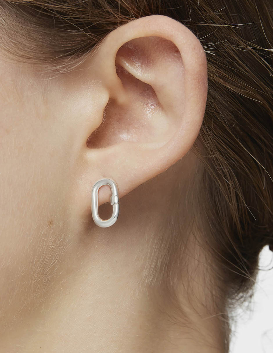 Aretes de aro ovalados Hold Oval de plata P 925 con acabado brillante 5