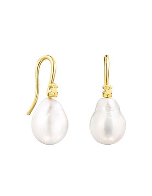 Aretes redondos Tous Gloss de plata P 925 con acabado baño de oro perla