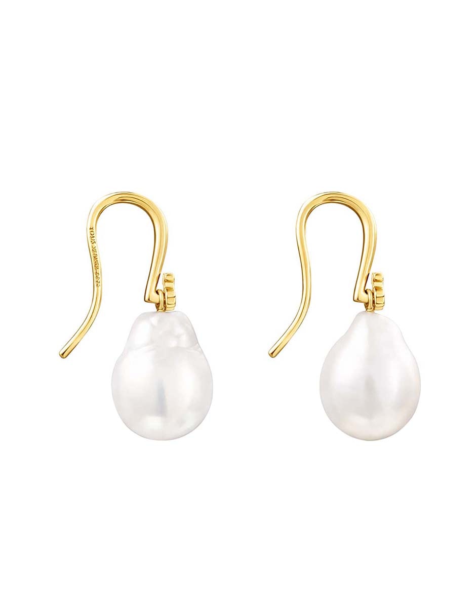 Aretes redondos Tous Gloss de plata P 925 con acabado baño de oro perla