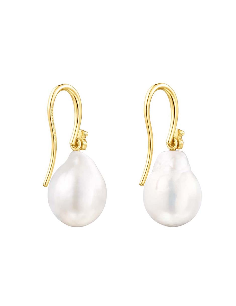 Aretes redondos Tous Gloss de plata P 925 con acabado baño de oro perla