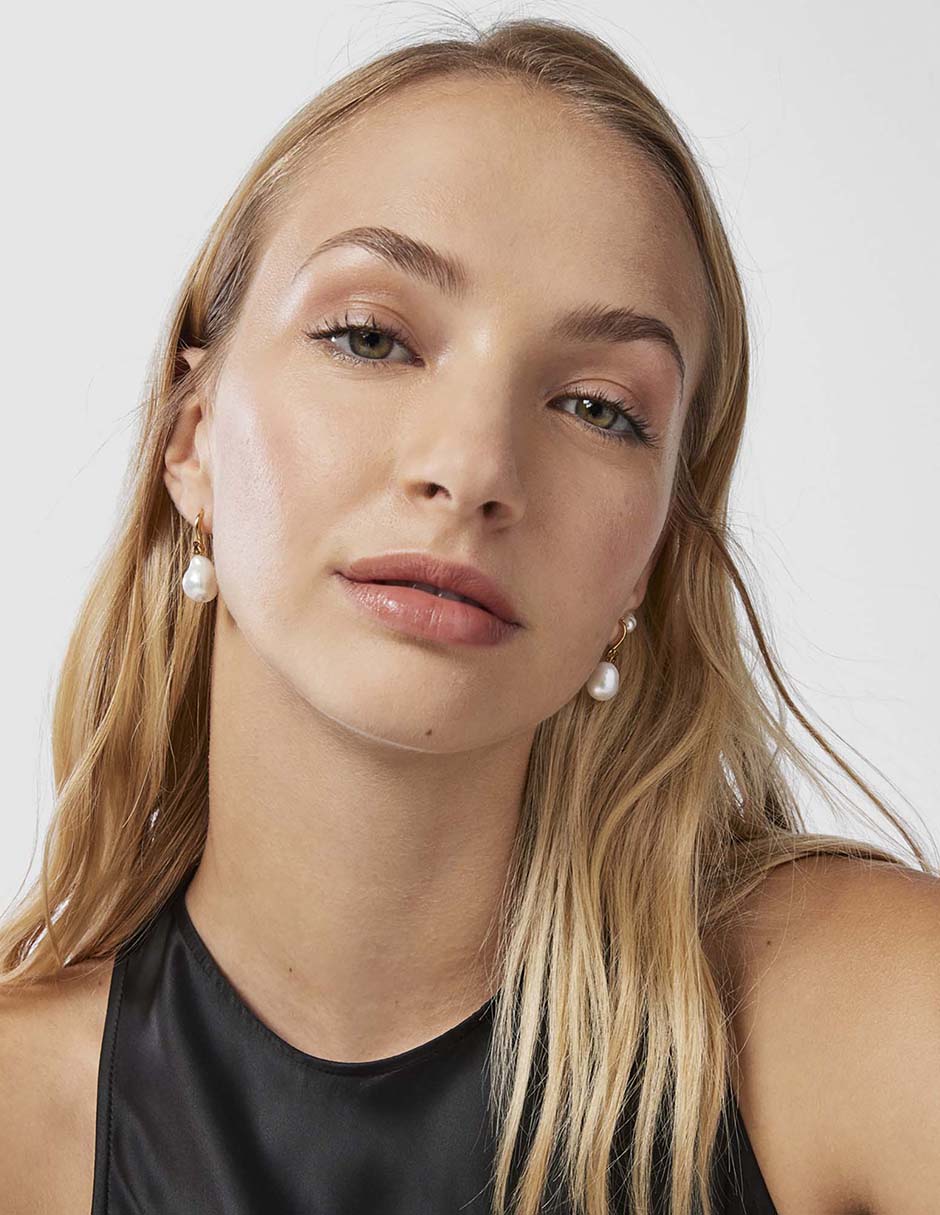 Aretes redondos Tous Gloss de plata P 925 con acabado baño de oro perla