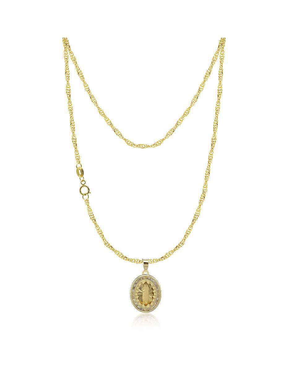 Collar con dije ovalado de oro 10 K