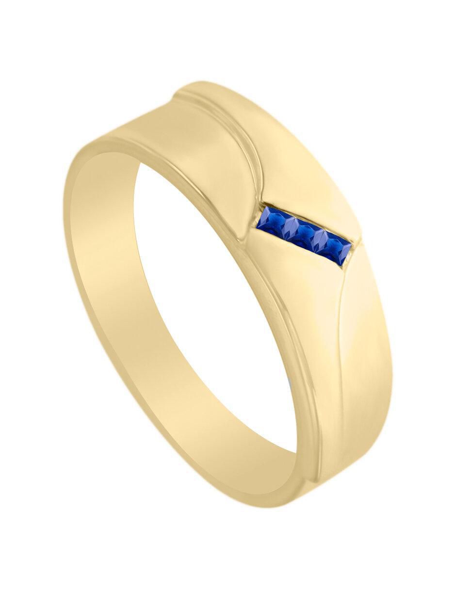 Anillo redondo Adalia 14 k de oro zafiro brillante 3