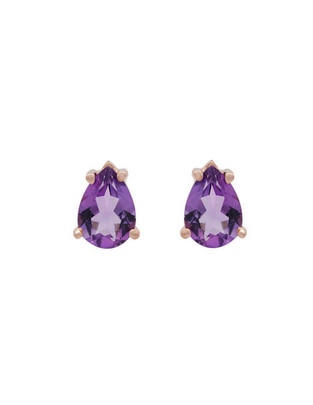 Aretes de gota de oro con acabado espejo amatista