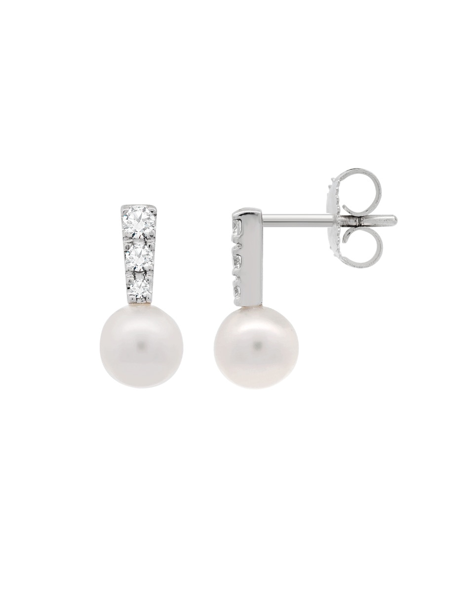 Aretes redondos Valessa de oro con acabado lustre diamante