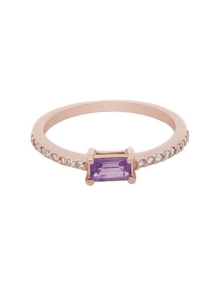 Anillo rectangular de oro diamante brillante 1