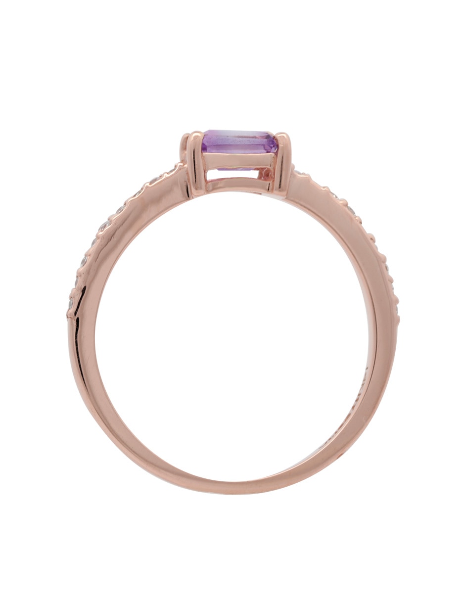 Anillo rectangular 14 k de oro diamante brillante 3