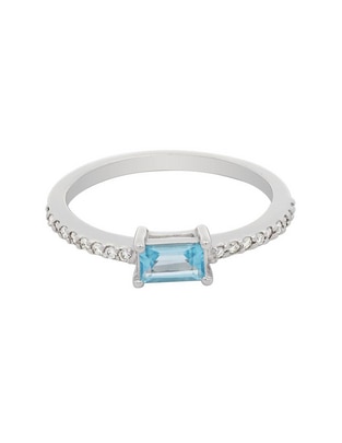Anillo rectangular 14 k de oro diamante brillante Anillo rectangular 14 k de oro diamante brillante