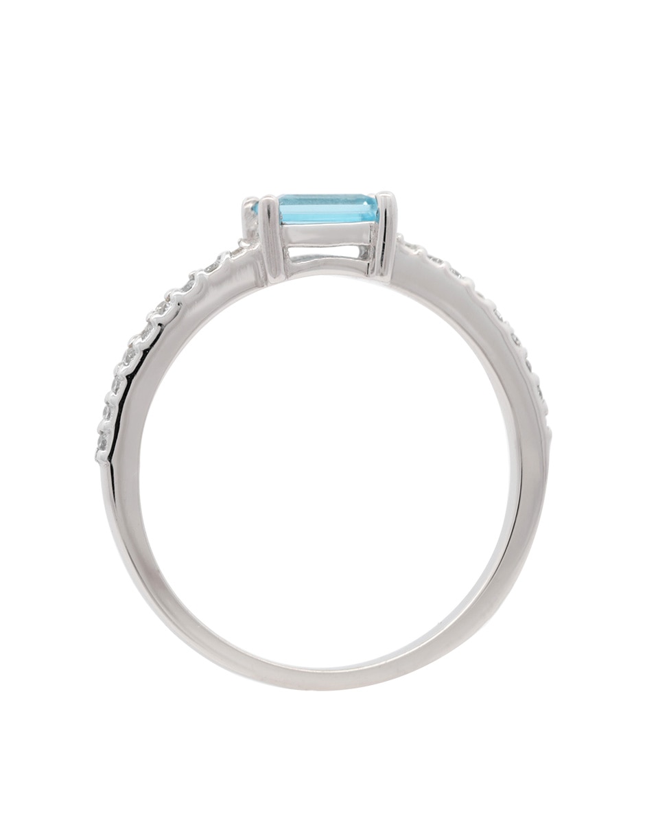 Anillo rectangular 14 k de oro diamante brillante