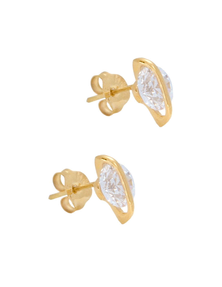 Broqueles de planeta Roca de oro amarillo con acabado brillante zirconia