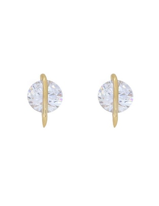 Broqueles de planeta Roca de oro amarillo con acabado brillante zirconia