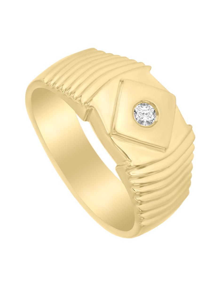 Anillo redondo Ricker 14 k de oro diamante brillante 3