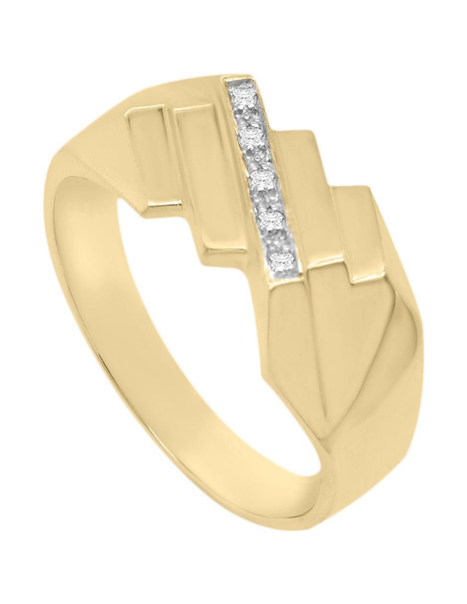 Anillo redondo Mateo 14 k de oro diamante brillante 3