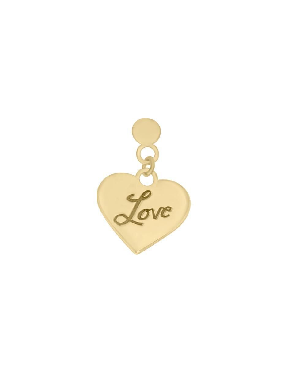 Aretes de corazón de oro amarillo con acabado brillante 2