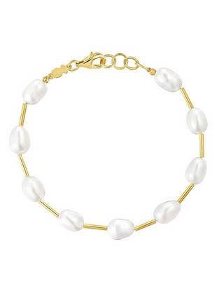 Pulsera de plata con perla p 925 Gloss con acabado liso