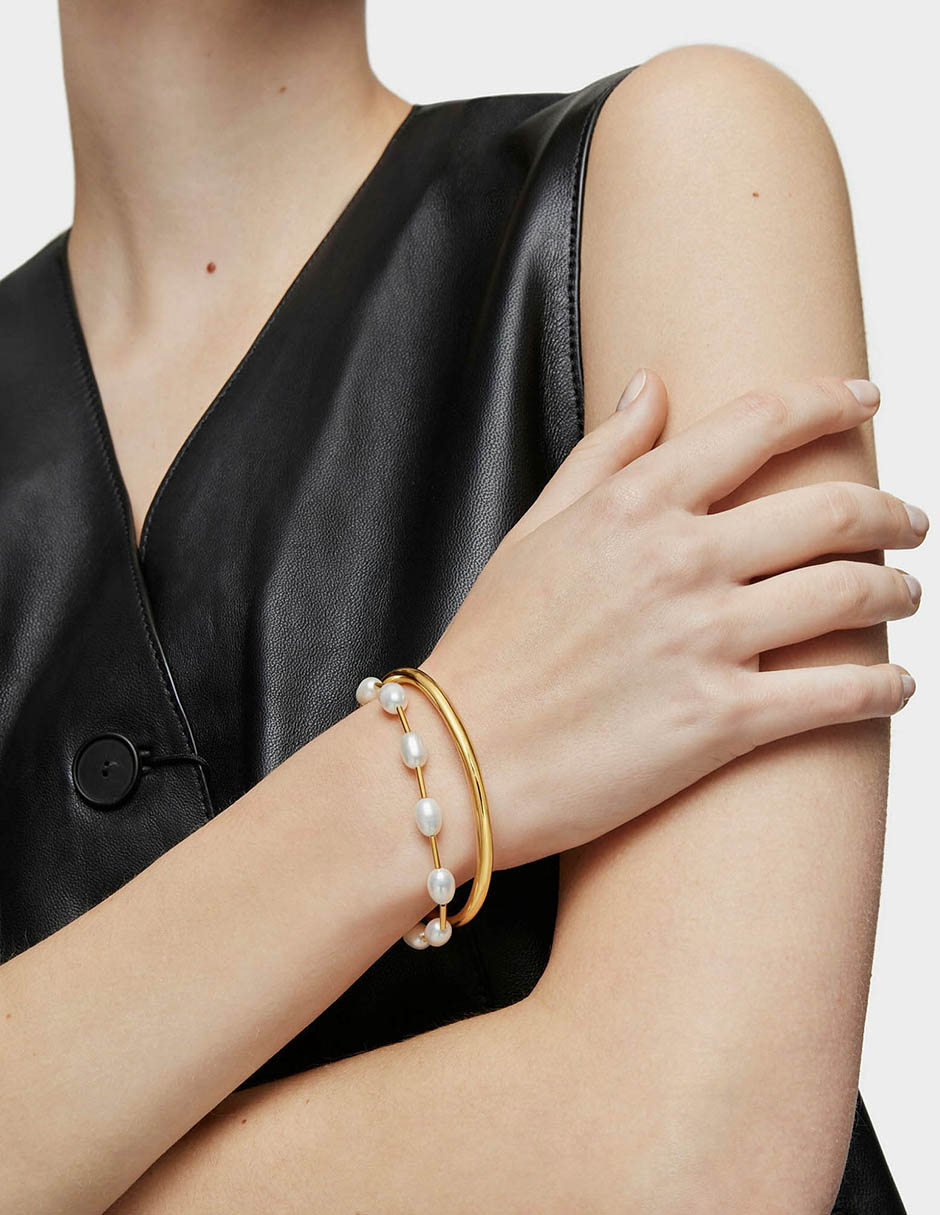 Pulsera de plata con perla p 925 Gloss con acabado liso