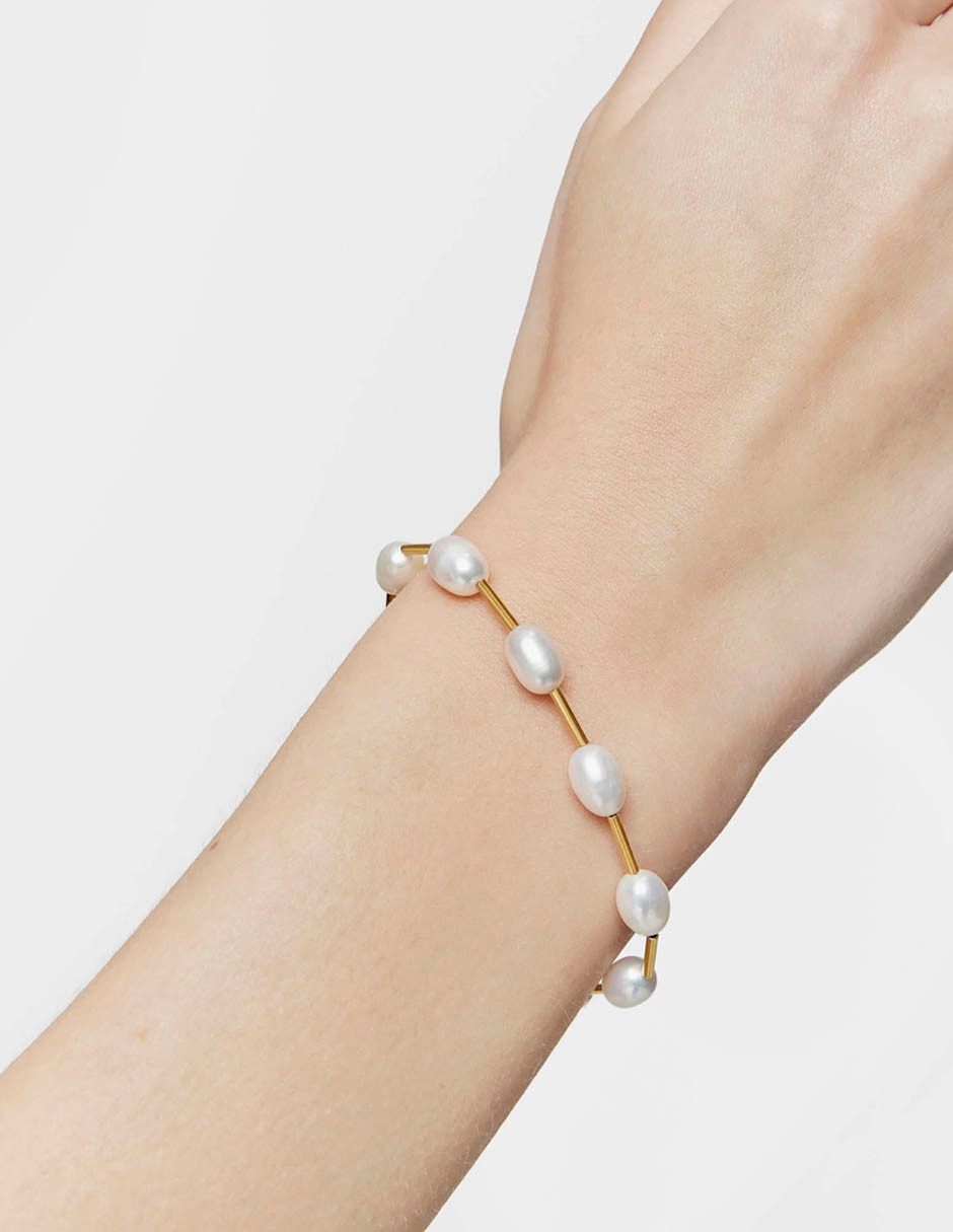 Pulsera de plata con perla p 925 Gloss con acabado liso 6