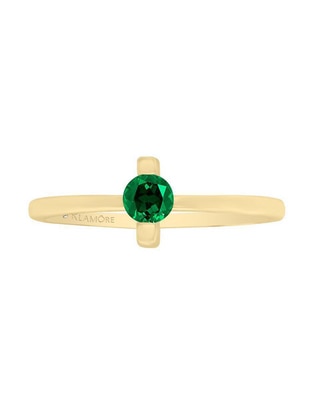 Anillo redondo Sole 14 k de oro amarillo esmeralda brillante Anillo redondo Sole 14 k de oro amarillo esmeralda brillante