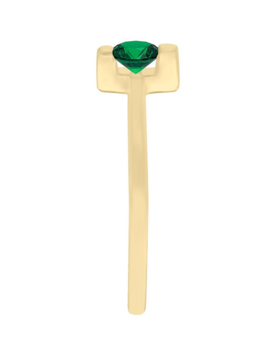 Anillo redondo Sole 14 k de oro amarillo esmeralda brillante 3