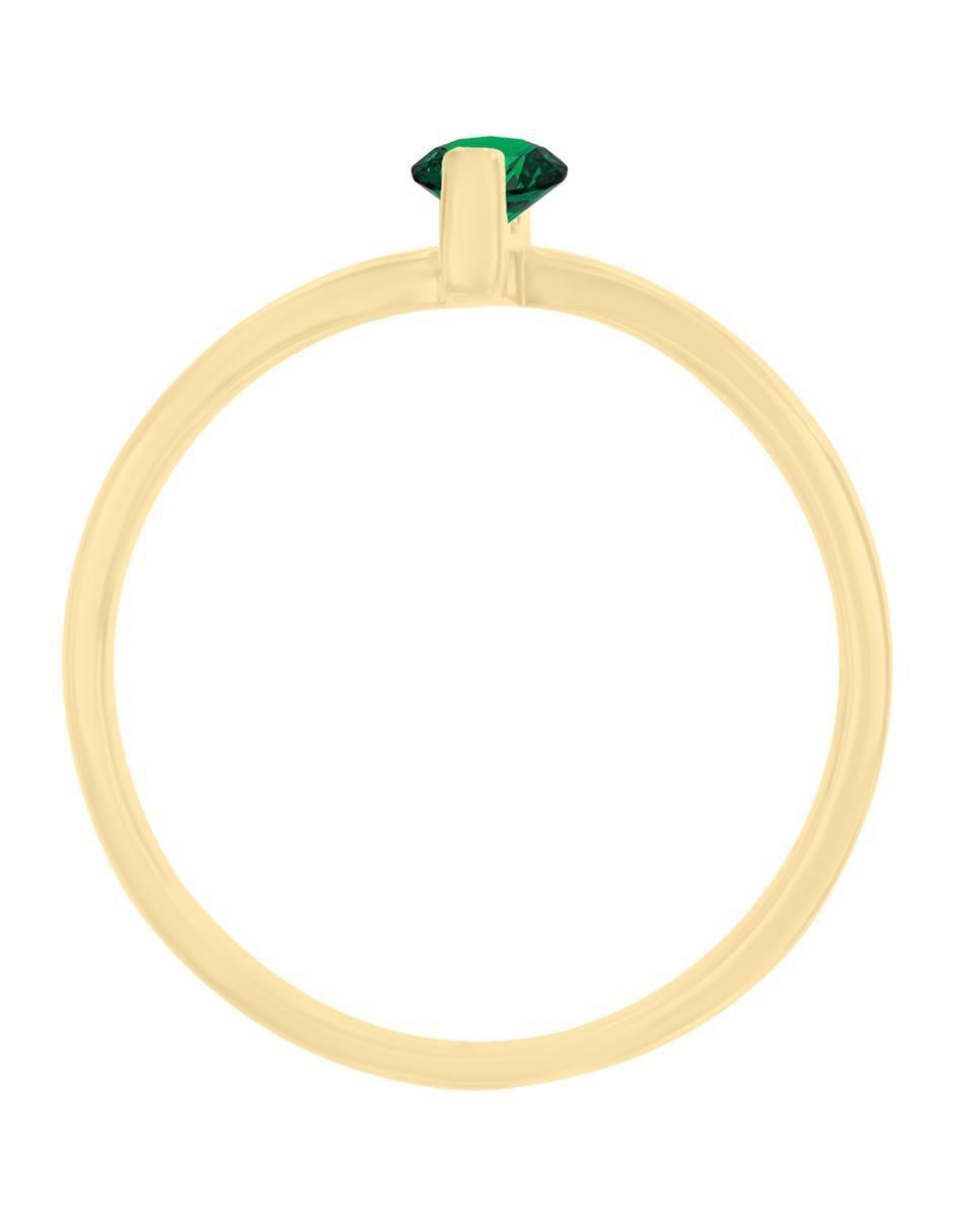 Anillo redondo Sole 14 k de oro amarillo esmeralda brillante 4
