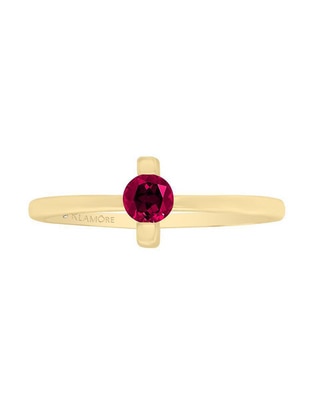 Anillo redondo Sole 14 k de oro amarillo rubí brillante Anillo redondo Sole 14 k de oro amarillo rubí brillante