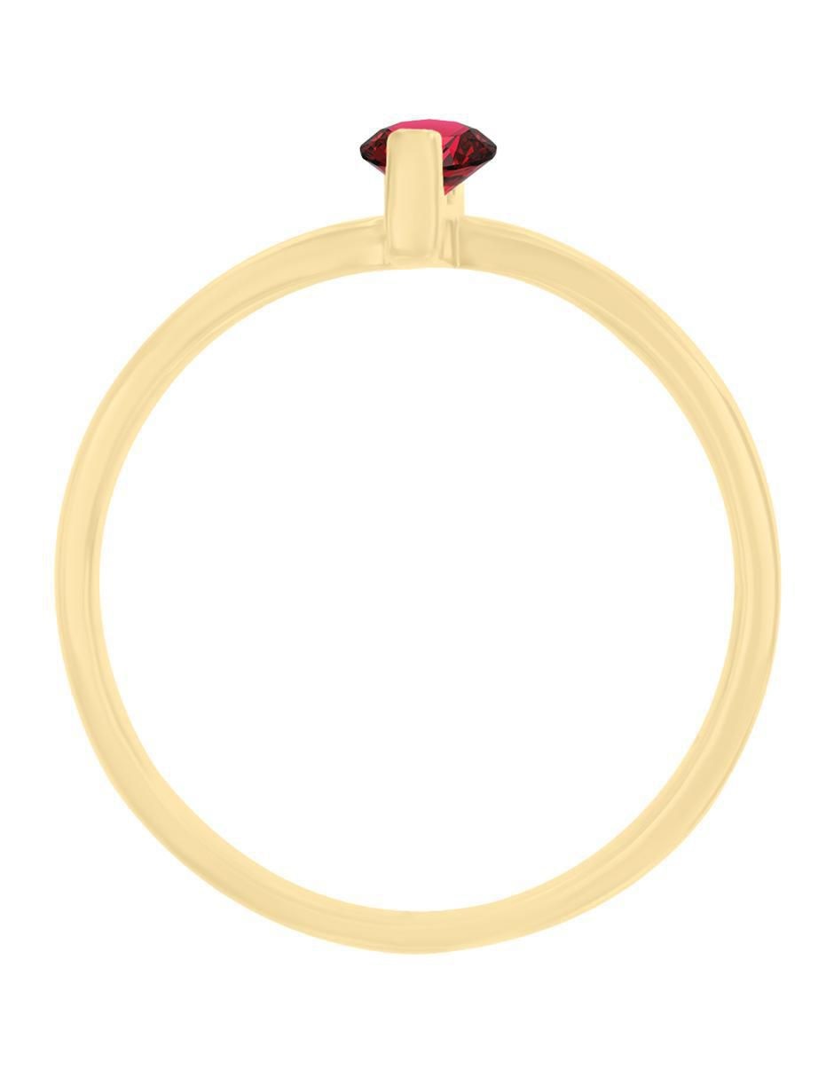 Anillo redondo Sole 14 k de oro amarillo rubí brillante 4