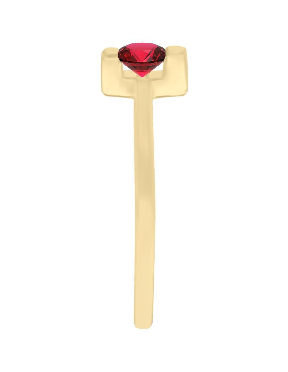 Anillo redondo Sole 14 k de oro amarillo rubí brillante 2