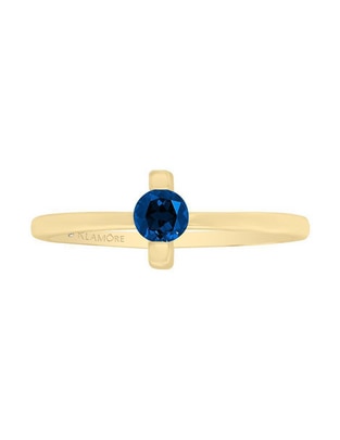 Anillo redondo Sole 14 k de oro amarillo zafiro brillante Anillo redondo Sole 14 k de oro amarillo zafiro brillante