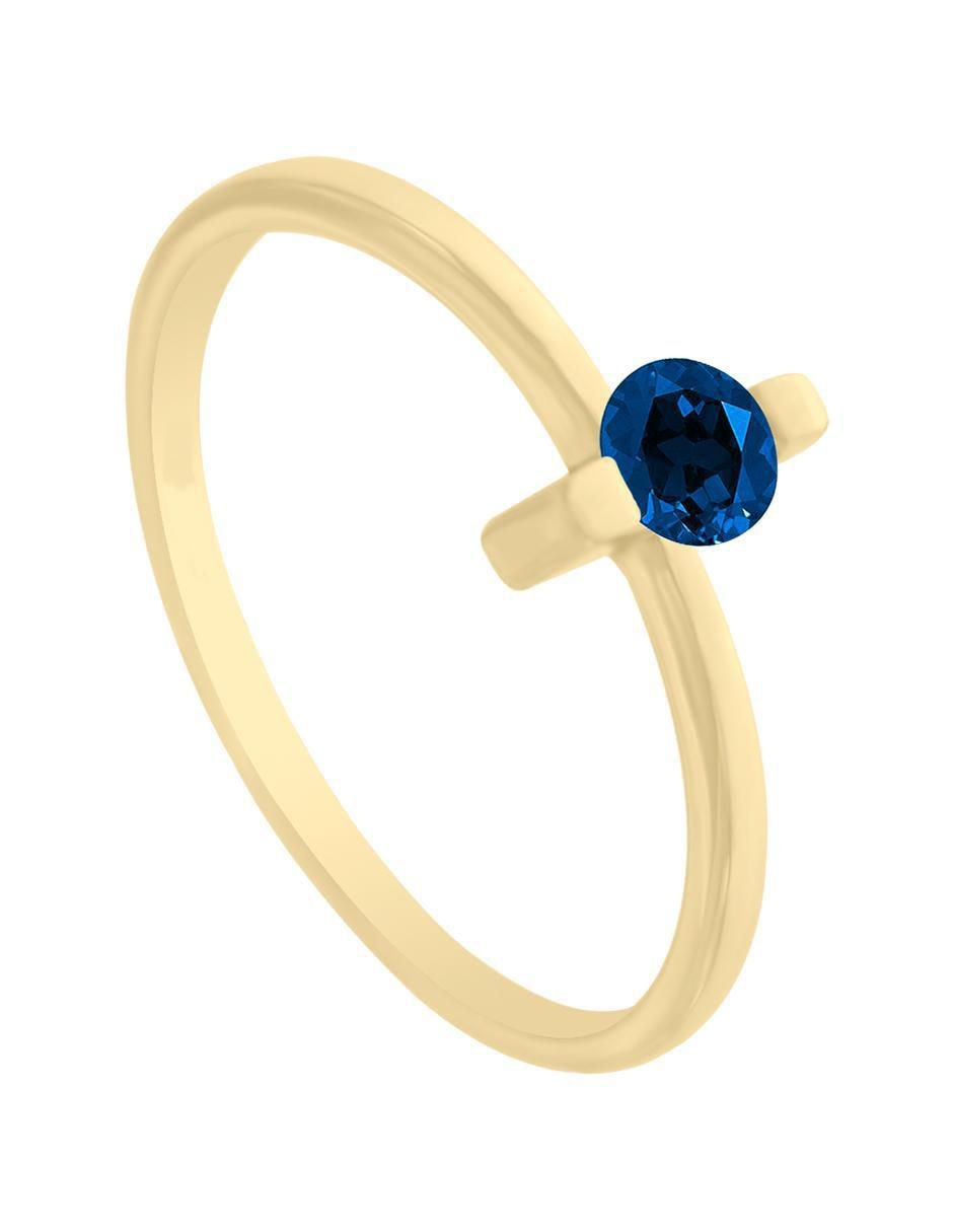 Anillo redondo Sole 14 k de oro amarillo zafiro brillante 4