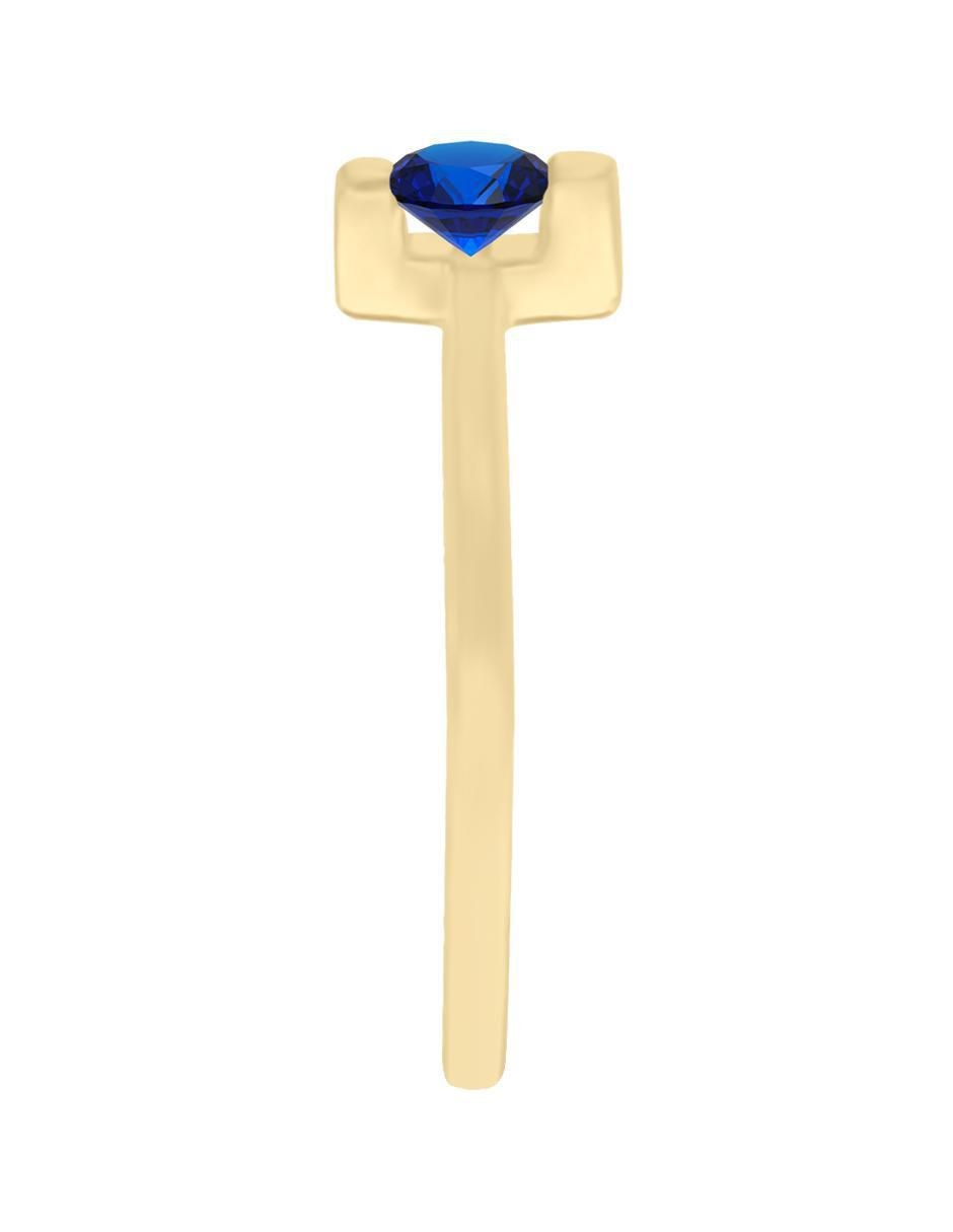 Anillo redondo Sole 14 k de oro amarillo zafiro brillante 3