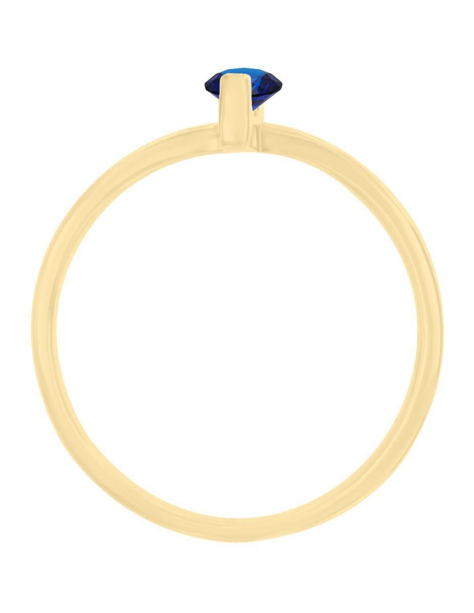Anillo redondo Sole 14 k de oro amarillo zafiro brillante 2