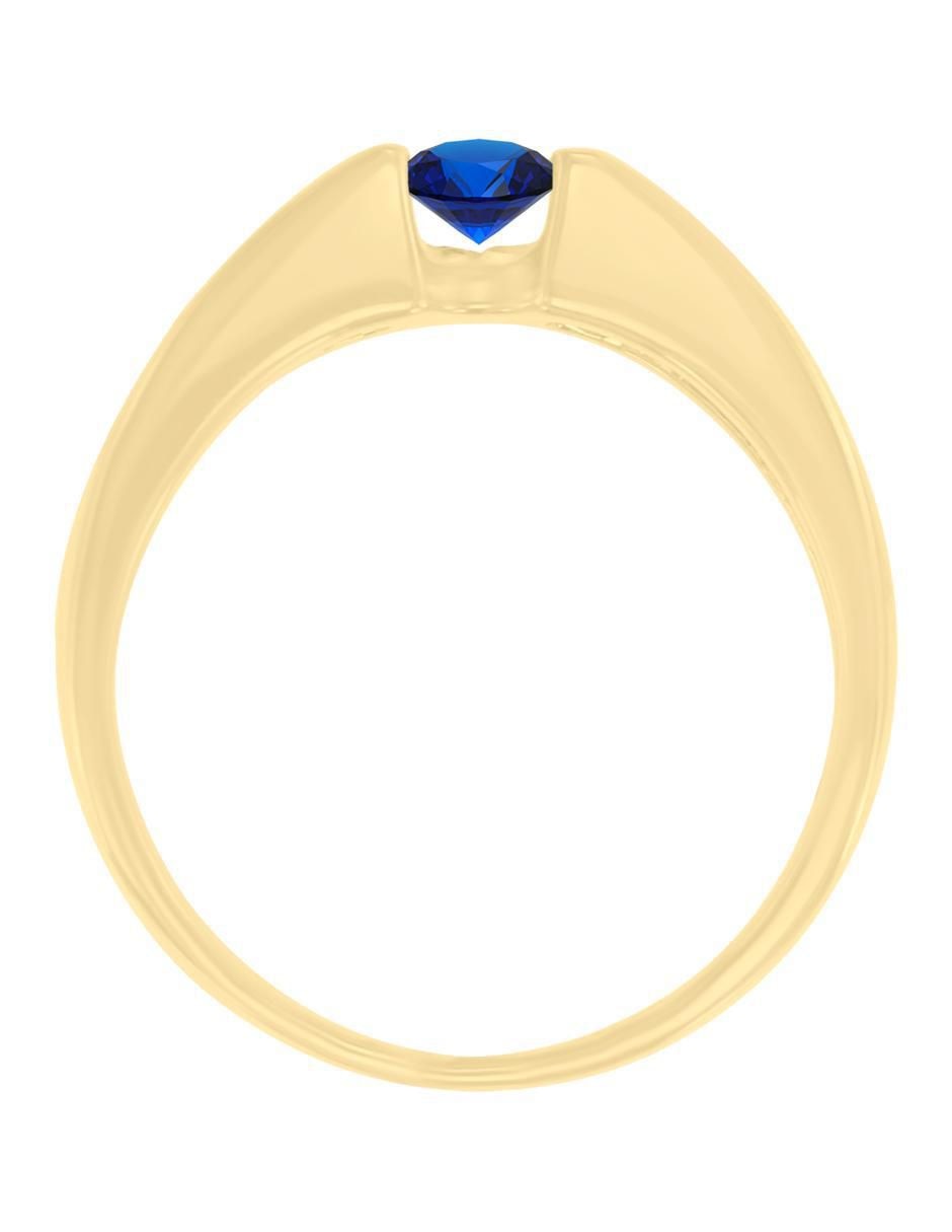 Anillo redondo Andromeda 14 k de oro amarillo zafiro y diamante brillante 3
