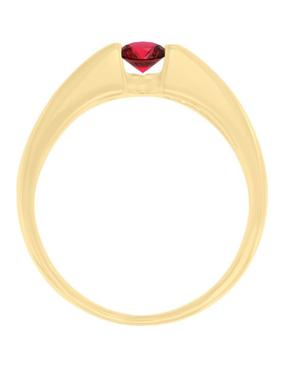 Anillo redondo Andromeda 14 k de oro amarillo rubí y diamante brillante 3