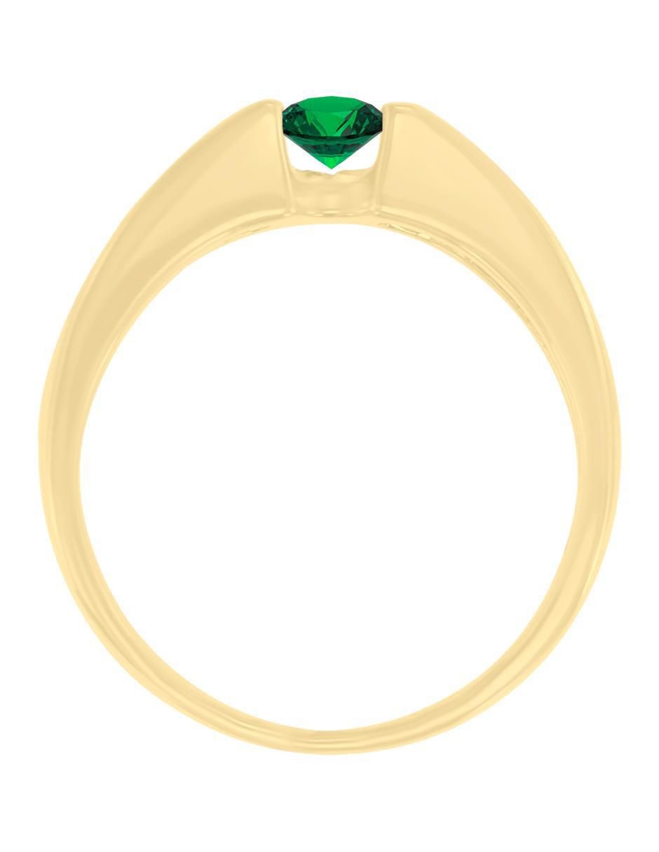 Anillo redondo Andromeda 14 k de oro amarillo esmeralda y diamante brillante 2