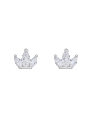 Broqueles de corona Roca de oro blanco con acabado brillante zirconia