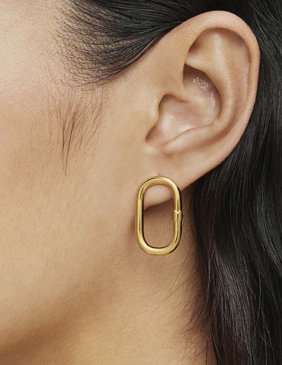 Aretes ovalados Tous Hold de plata P 925 con acabado baño de oro
