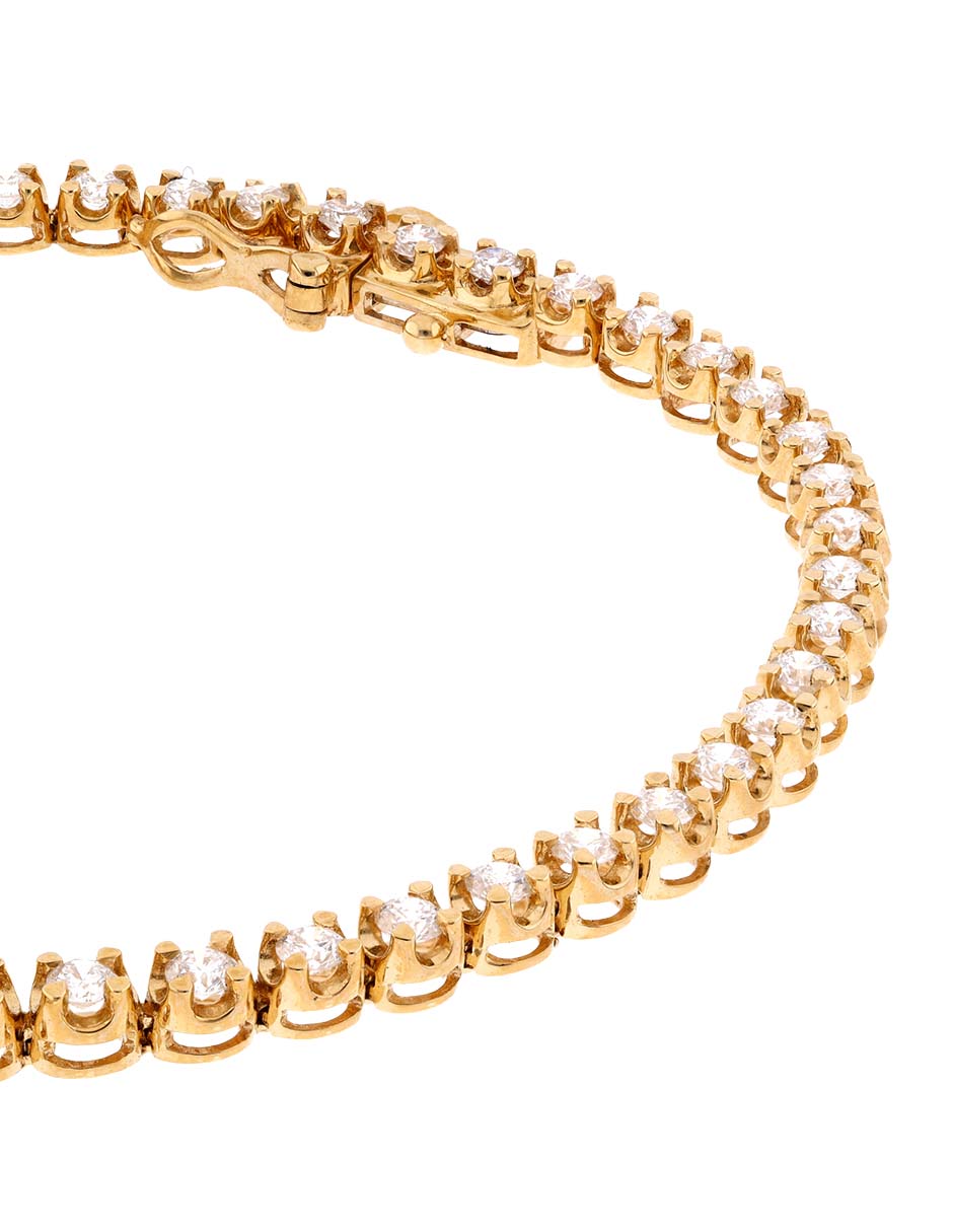 Brazalete de oro con diamante 14 k con acabado pavé 3
