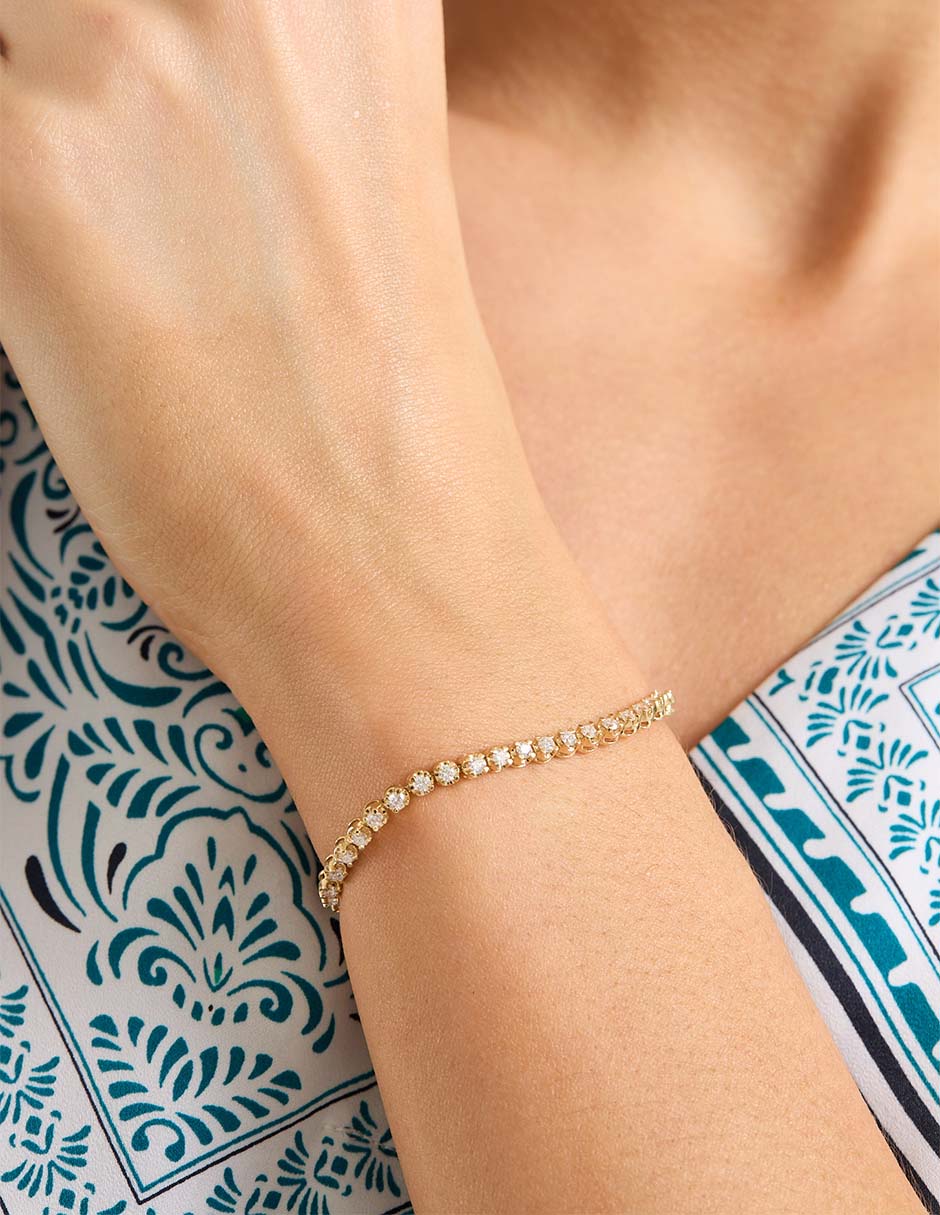 Brazalete de oro con diamante 14 k con acabado pavé 4